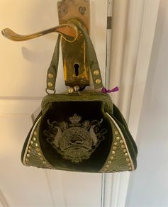 Pure brand vintage green velvet handbag