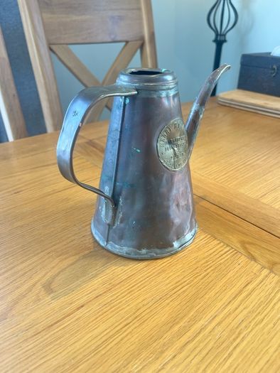 Antique French Copper Oil Jug Stamped