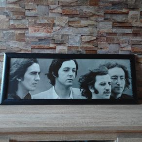 Large Panoramic The BEATLES Poster, glass framed, 38 x 100 cm