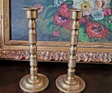 Art deco brass candlesticks