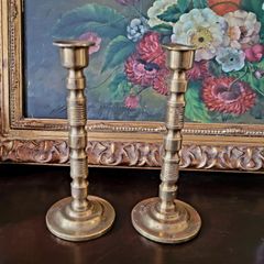 Art deco brass candlesticks
