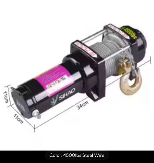4500LBS 12V Electric Winch, IP55 Waterproof Off-Road Winch for Car/ATV/Boat/Trailer
