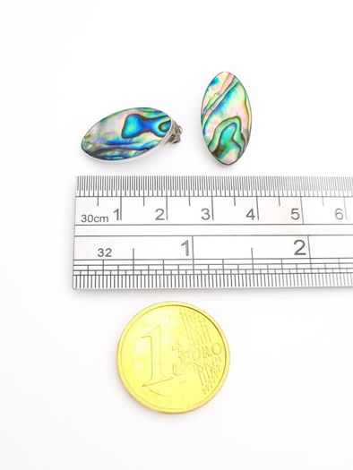 Vintage Abalone Sterling Silver Clip On Earrings