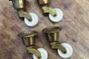 Brass Cap furniture castors with porcelain wheels (4)