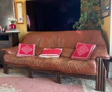 Percival Lafer style Mid Century 3 seater leather sofa