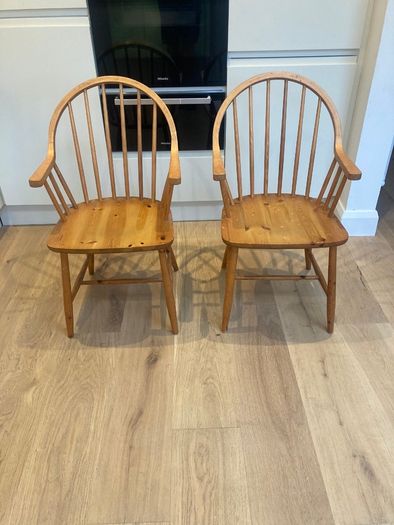 Vintage Chairs x 2 - Windsor-style - Carver Armchairs