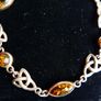 Vintage 925 Sterling Silver Genuine Amber Stone Celtic Trinity Knot Triquetra Triskelion Trikele Bracelet length 7,5" - 8,7g Image 7