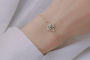 Emerald Stone Delicate Crystal Gold Bracelet
