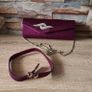 Grape/Burgundy satin bag with diamonds cluster. Image 7