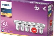 Lighting Philips LED Classic GU10 Bulbs, Pack of 6 (50 W), Reflector LED Spotlights with Warm White Light, Energy-Saving Lamps with Long Service Life