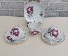 Beautiful Set of Three Teacup and Saucer Duos by Arklow Pottery in the Very Popular and Collectable "Autumn Rose" Pattern