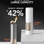 Rechargeable Electric Salt and Pepper Grinder Set, Salt and Pepper Mill with Ceramic Grind, Dust Cover with One-Button Control, Adjustable Coarseness, LED Light, for Home & Kitchen, Black&White Image 3