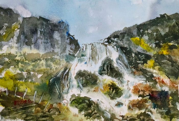Gleninchaquin-Falls watercolour