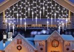 Icicle Outdoor Christmas Lights - Moxled 29.52ft 360 LED Fairy Lights Mains Powered with Remote, Timer Memory Function, 8 Modes Connectable Icicle Lights for Indoor Outdoor Xmas Decorations (FREE POSTAGE)