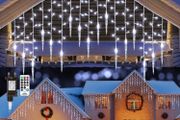 Icicle Outdoor Christmas Lights - Moxled 29.52ft 360 LED Fairy Lights Mains Powered with Remote, Timer Memory Function, 8 Modes Connectable Icicle Lights for Indoor Outdoor Xmas Decorations (FREE POSTAGE)