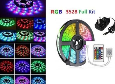 15M DIY 3528 SMD RGB LED Strip Lights Lamp + 24Key IR Remote Controller