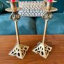 Pair of Tall Art Nouveau Inspired Candlestick Holders Circa Solid Brass Image 9