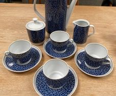 Vintage Mid-Century Stadtlengsfeld CP Porcelain Tea Set Blue Pebble