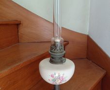 Antique French floral porcelain oil lamp works