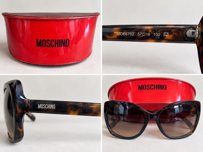 Genuine Moschino designer sunglasses with original red Moschino case.