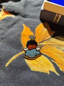 Vintage Little Black Haired Angel Boy Pin