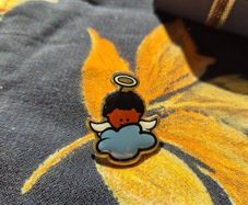 Vintage Little Black Haired Angel Boy Pin
