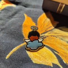 Vintage Little Black Haired Angel Boy Pin
