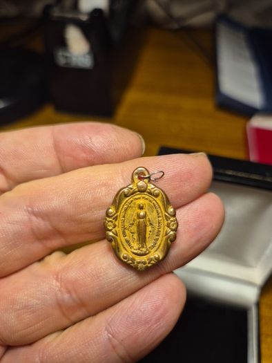 1960s Dainty Gold Tone Miraculous Medal of the Immaculate Conception 1960s .80inches