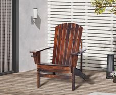 Outdoor Classic Wooden Adirondack Deck Chair with Cup Holder - Carbonized Color