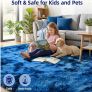 160x230cm Navy Blue Large Rug for Living Room - Ultra Soft Fluffy Shaggy Rugs for Bedroom, Indoor Nursery Carpets for Kids Room Home Decor, Non Shedding, Anti-Slip Backing Image 2
