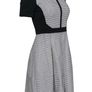 Karen Millen Black & White Textured Pleated A-Line Dress Image 5