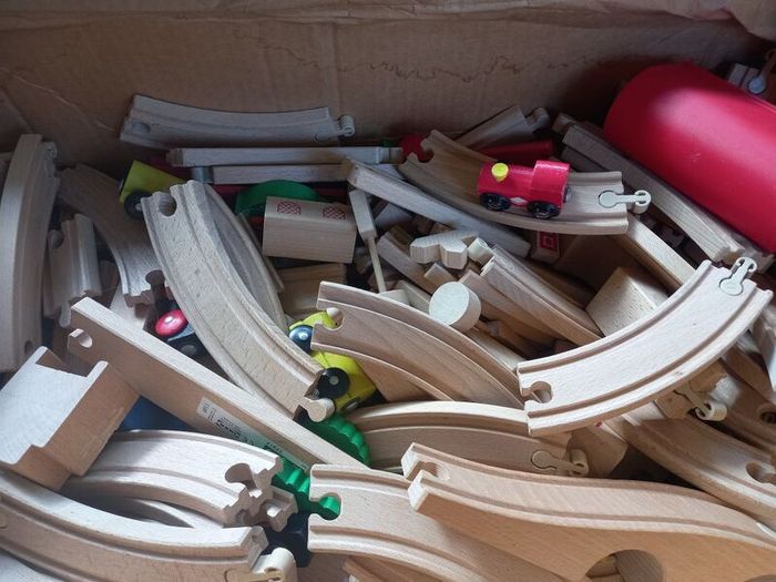 Large wooden train set collection
