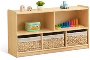 Kids Shelf 5 Section Wooden Storage Cabinet, Toy Shelf Organizers  2 Shelf Toy Organizers and Storage for Classroom Playroom Daycare and Preschool