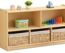 Kids Shelf 5 Section Wooden Storage Cabinet, Toy Shelf Organizers  2 Shelf Toy Organizers and Storage for Classroom Playroom Daycare and Preschool