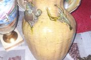 Antique Japanese Seto ceramic pottery vase featuring figural relief crab and lobster decorations, Likely Meiji Period 1868 to1912