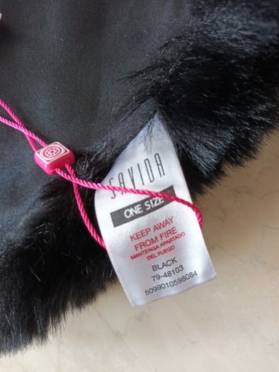 Savada Faux  Fur Black  Scarf/Long Collar.  S. One Size. B.N.W.T