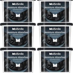 Moisture Absorbers 6 Pack, Activated Carbonfor Closet Dehumidifier Moisture Absorbers, 10.5 oz Refillable Humidity Absorber Boxes for Closet, Car  Basement