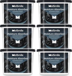 Moisture Absorbers 6 Pack, Activated Carbonfor Closet Dehumidifier Moisture Absorbers, 10.5 oz Refillable Humidity Absorber Boxes for Closet, Car  Basement