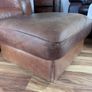 Armchair brown leather and footstool Image 2