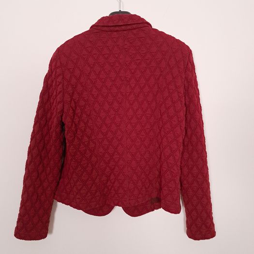 Frank Walder Dark Red Burgundy Diamond Quilted Button-Up Blazer Jacket 14UK/42EU