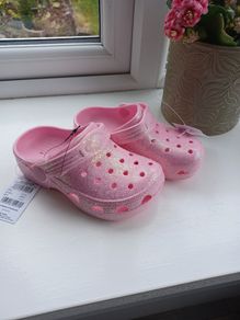 New Girls Pink Glitter Clogs Size 8 Junior