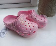 New Girls Pink Glitter Clogs Size 8 Junior