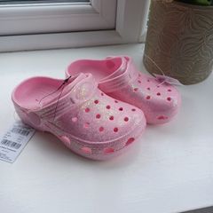 New Girls Pink Glitter Clogs Size 8 Junior