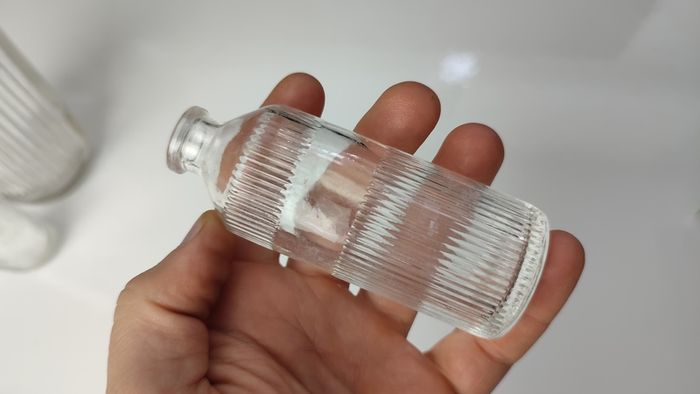 333 - Set of 3 Vintage Clear Glass Collectible Decorative Ribbed Bottles
