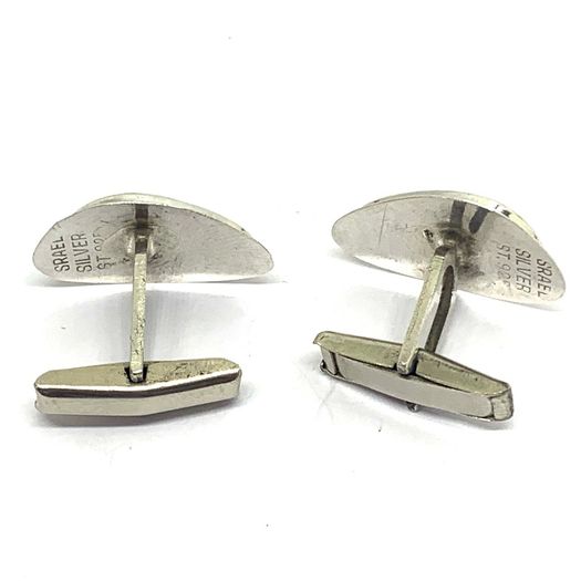 Vintage silver cuff links and tie clip set