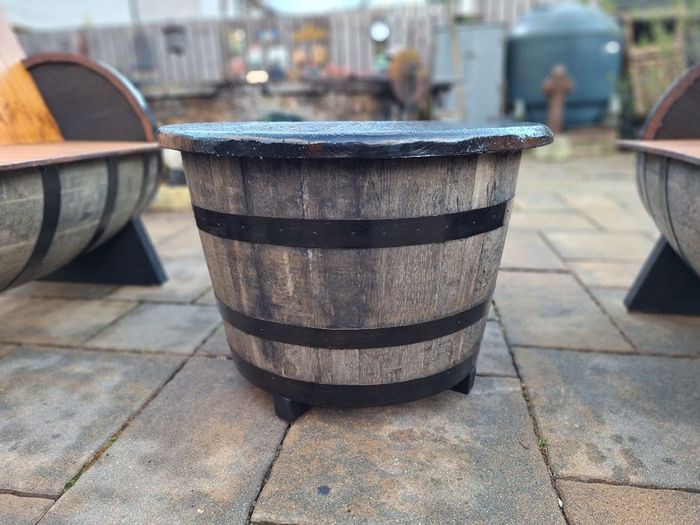 Oak barrel garden furniture for garden patio bar mancave pub