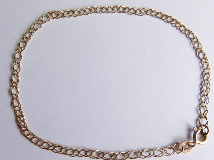Vintage Solid 9ct Yellow Gold 375 Fancy Link Bracelet. Length 8" - 1,2g