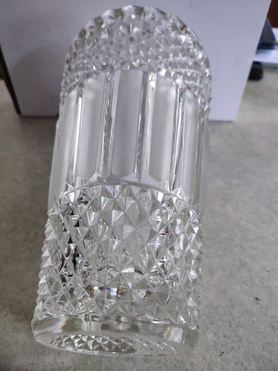 VINTAGE Hermanova 20188/25 Art Deco Vase MCM Sklo Union Czech Art Glass Clear Glass Toothed Ridged Studded Pattern Bouquet Floor Vase - 10 inches Tall