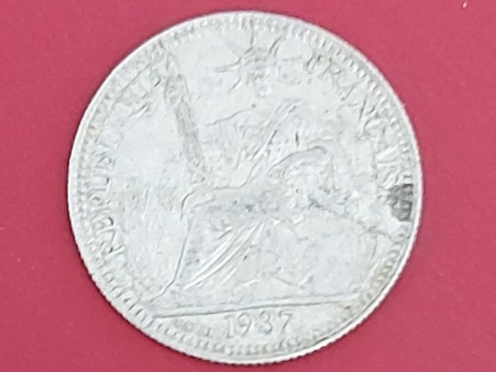 1937  FRENCH IndoChina 10 cent Silver coin