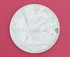 1937  FRENCH IndoChina 10 cent Silver coin